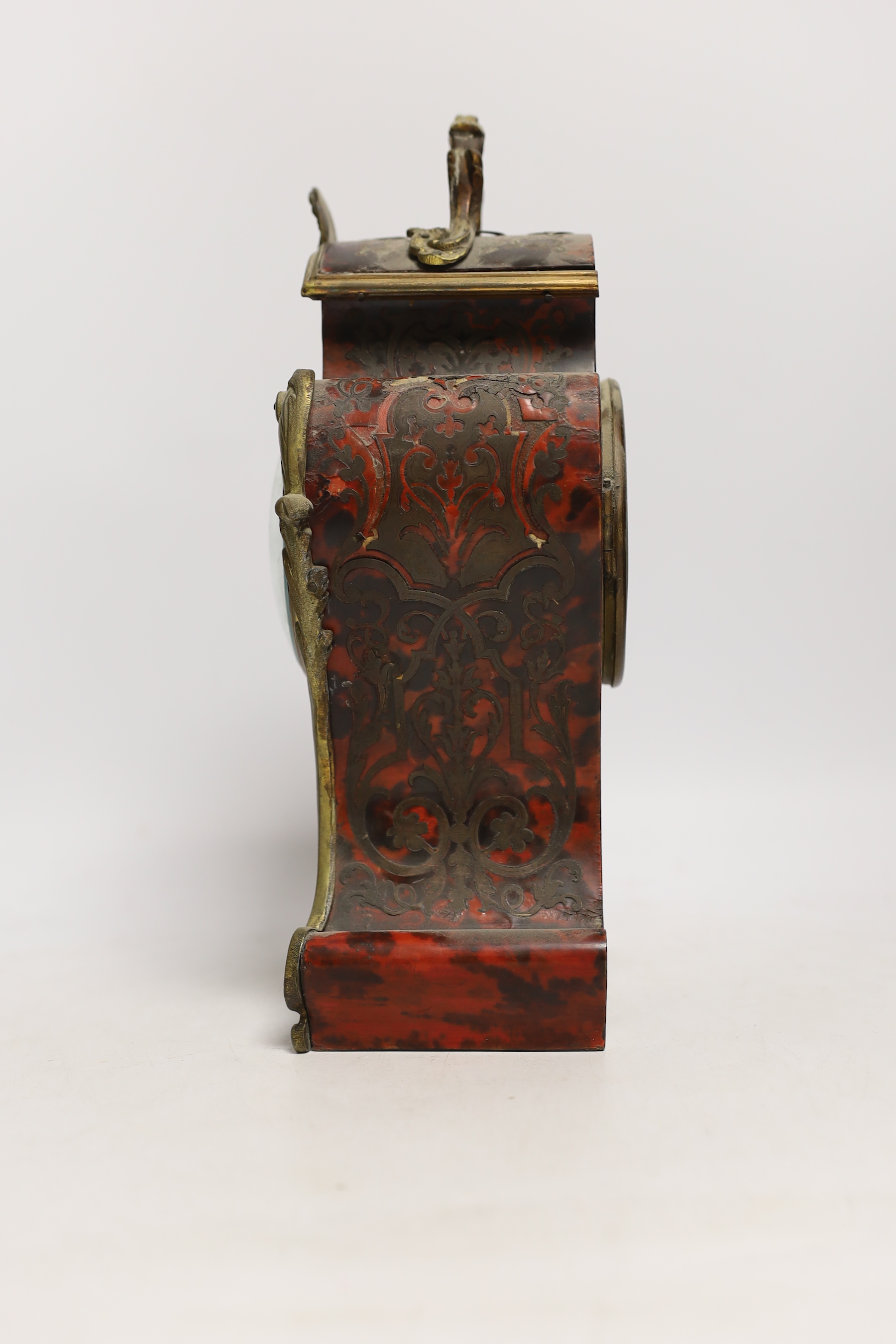 A 19th century French boulle cased mantel clock, 30cm